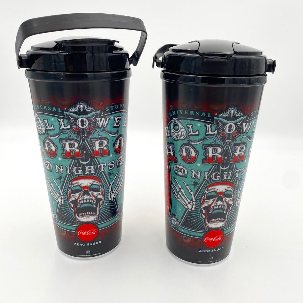 Lot of 2 Halloween Horror Nights Tumbler Cup 2023 Universal Studios Souvenir